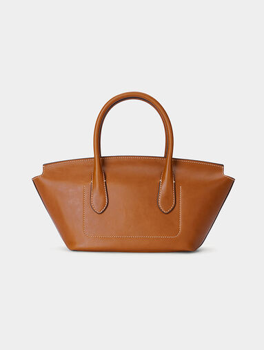 Brown satchel bag with logo motif - 3