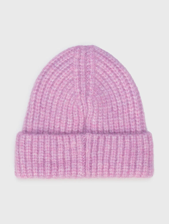 Knitted wool blend beanie with logo - 2