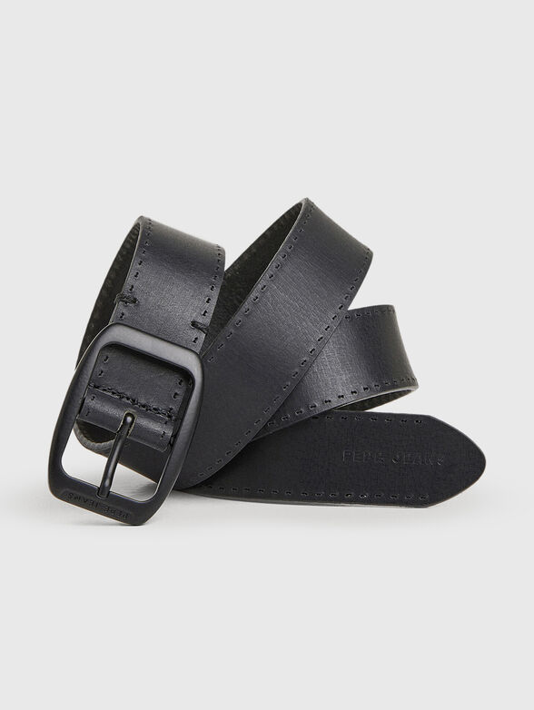 Leather belt with logo  - 0
