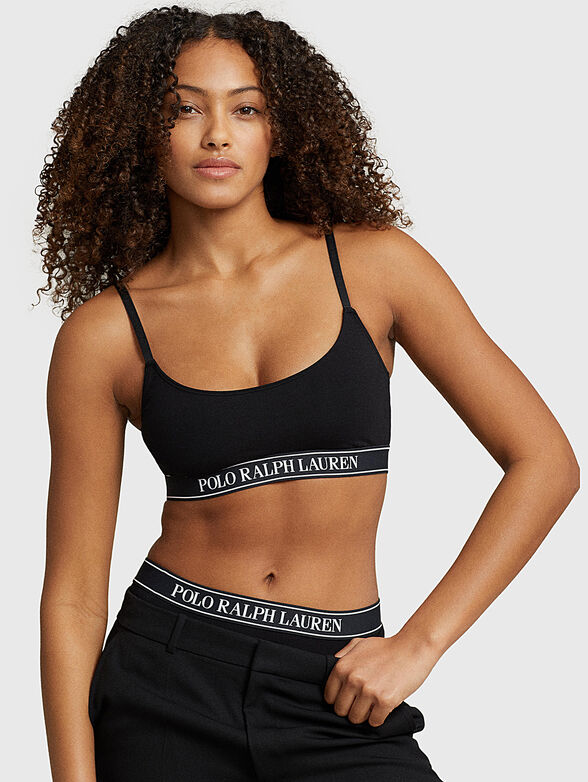 Black sports bralette with logo accent - 4