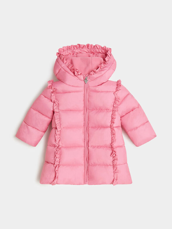 Padded jacket with hood in pink color - 1