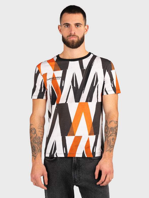 Cotton t-shirt with multicolour print - 0