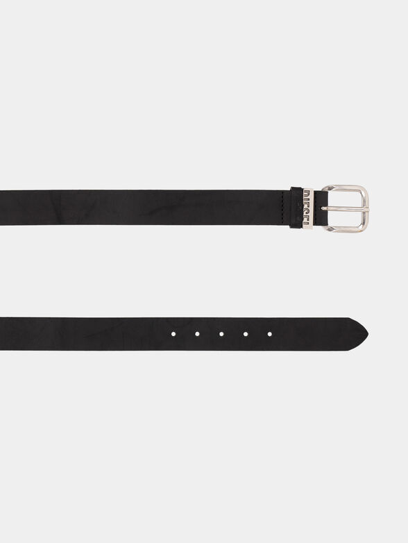 Leather black belt with embossed logo - 2