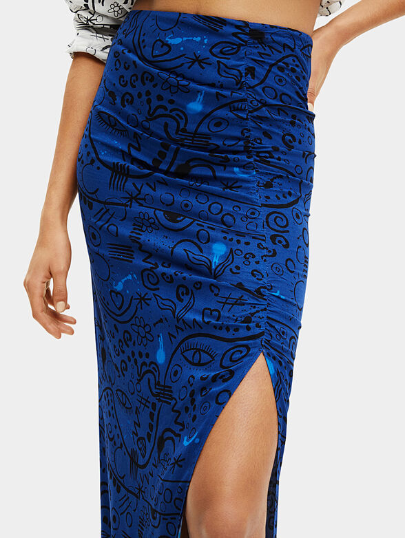 LIDA blue skirt with art prints - 3