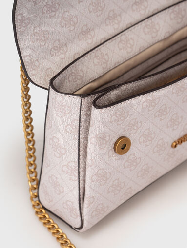 AIETA crosbody bag with monogram print in ecru - 5