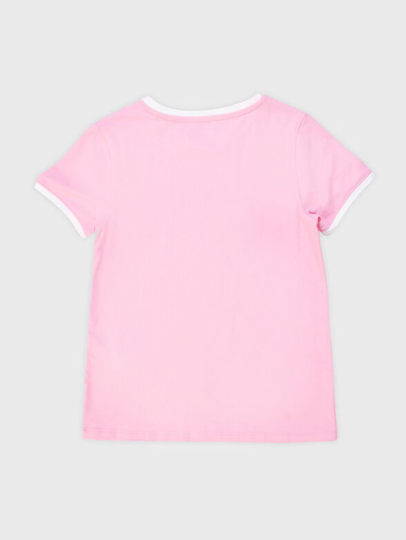 Pink T-shirt with accent logo print  - 2