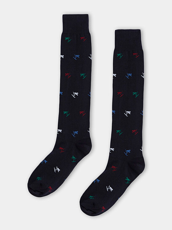 Cotton blend socks with contrasting pattern - 1
