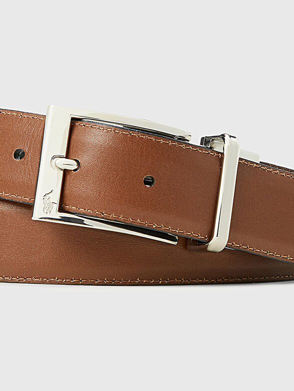 Reversible leather belt with metal buckle - 4