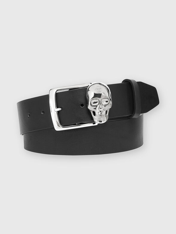 Leather belt with accent buckle - 0