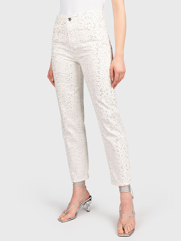 Cropped jeans with rhinestones - 1