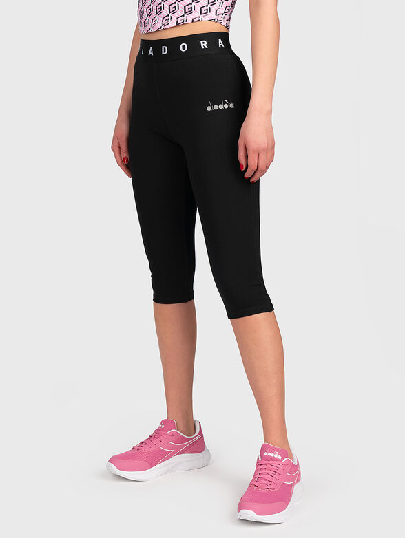 Black sports leggings with logo details - 1
