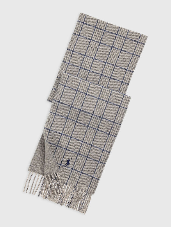 Checkered gray scarf with logo - 0
