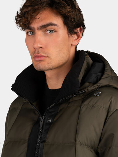 Dark green padded jacket with hood - 5