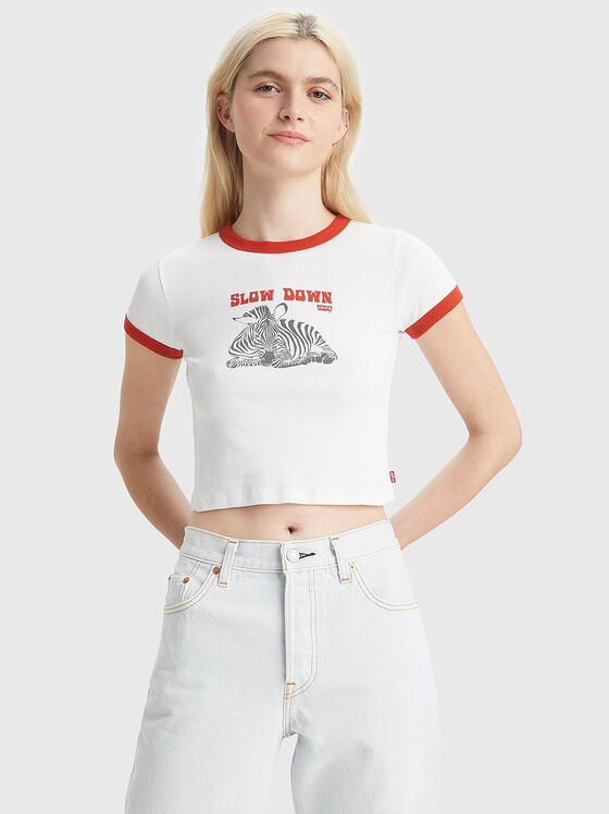 Λευκό μπλουζάκι με εκτύπωση - 1