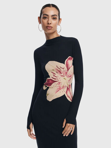 Midi dress with long sleeves and floral print - 4