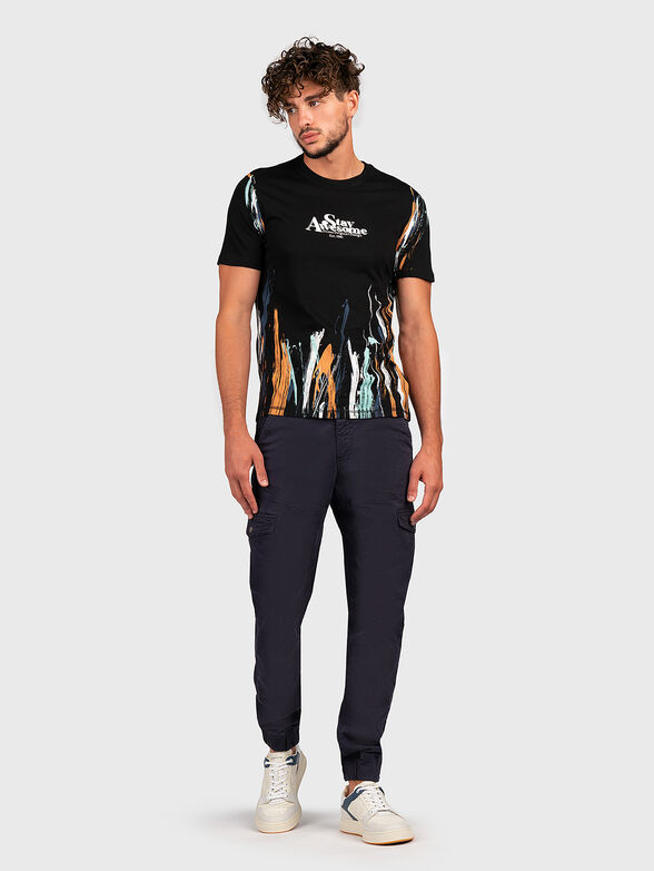 Black cotton T-shirt with art print - 2