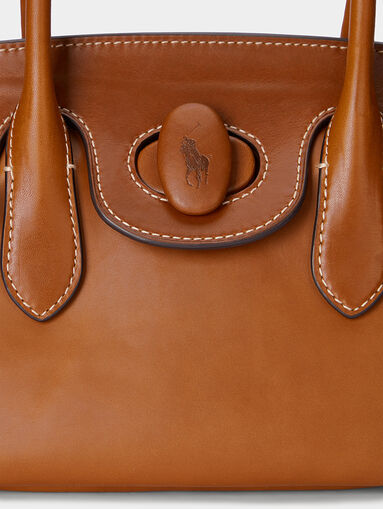 Brown satchel bag with logo motif - 5