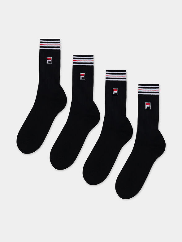 Set of two pairs of black socks with logo - 1