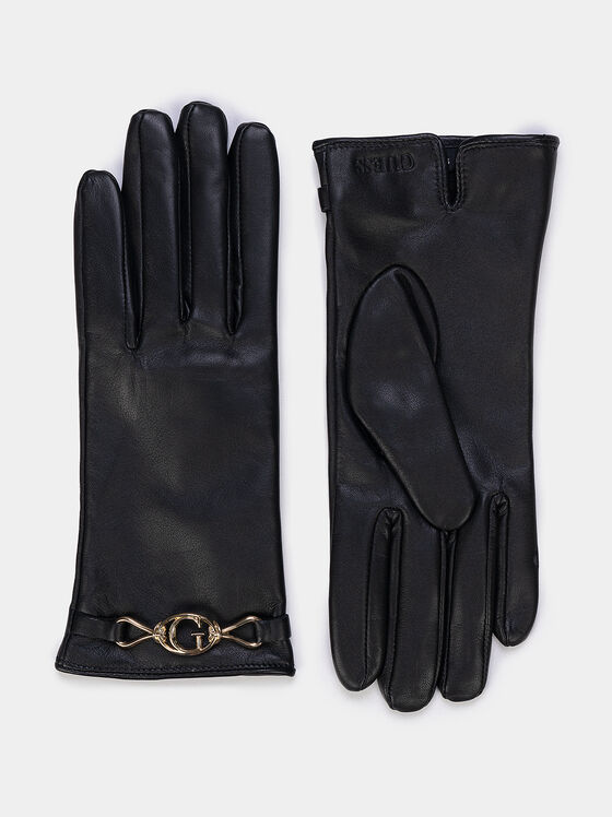 Leather gloves with logo detail - 1