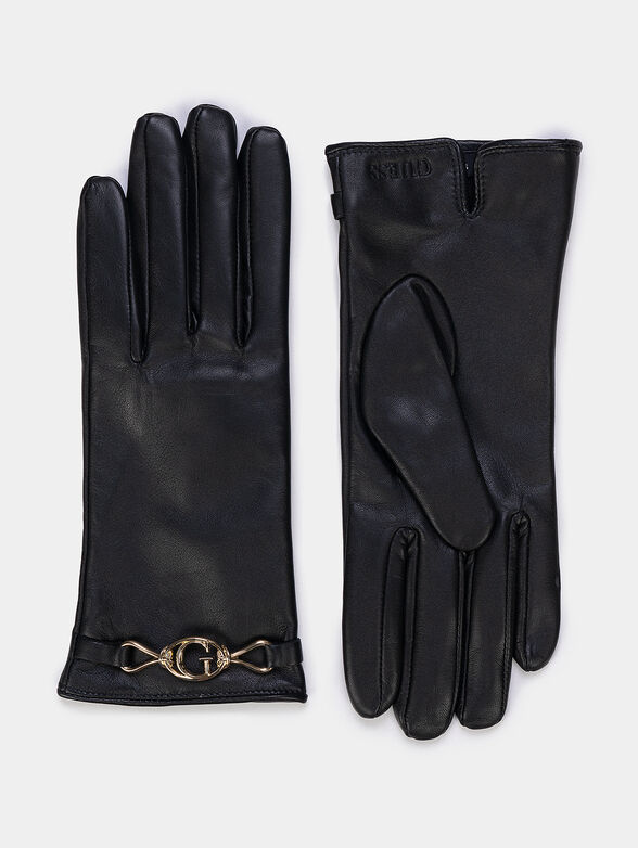 Leather gloves with logo detail - 1