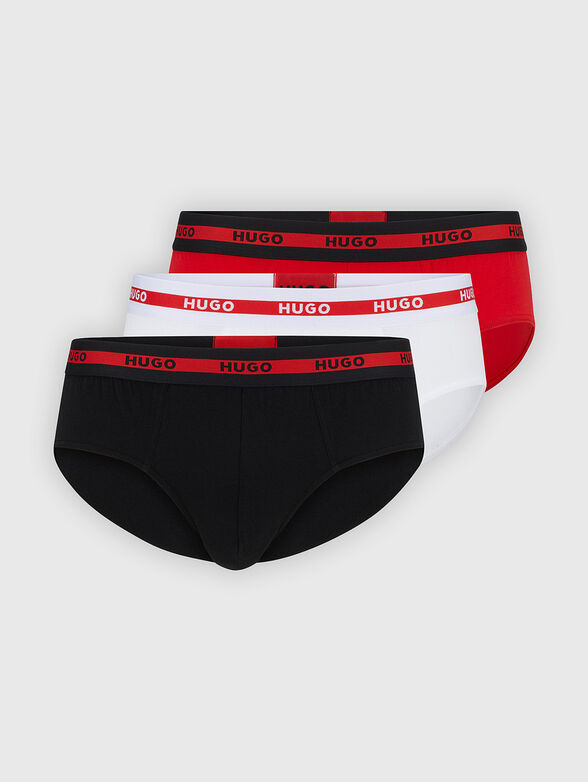 Set of three pairs of briefs with logo accent - 0