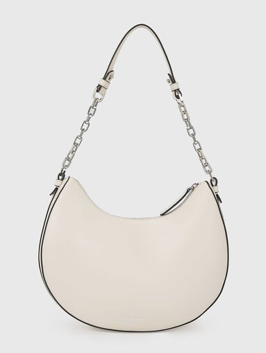 Black leather hobo bag with golden logo - 3