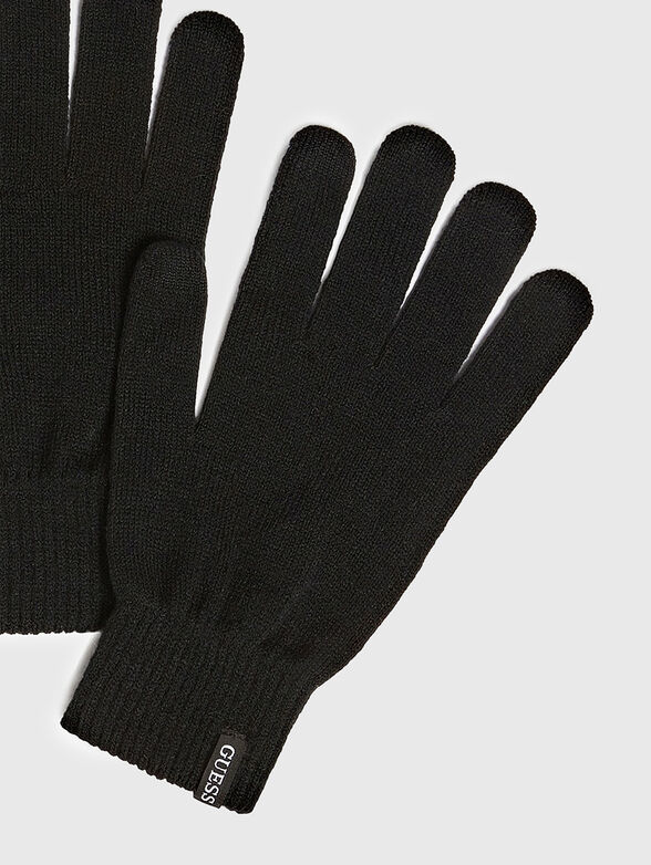Black gloves with logo detail - 2