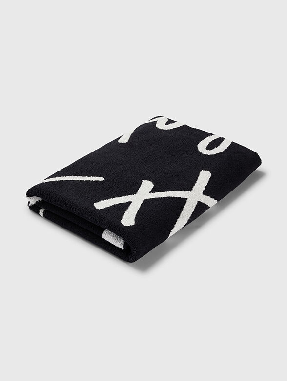 Black beach towel with logo print - 2