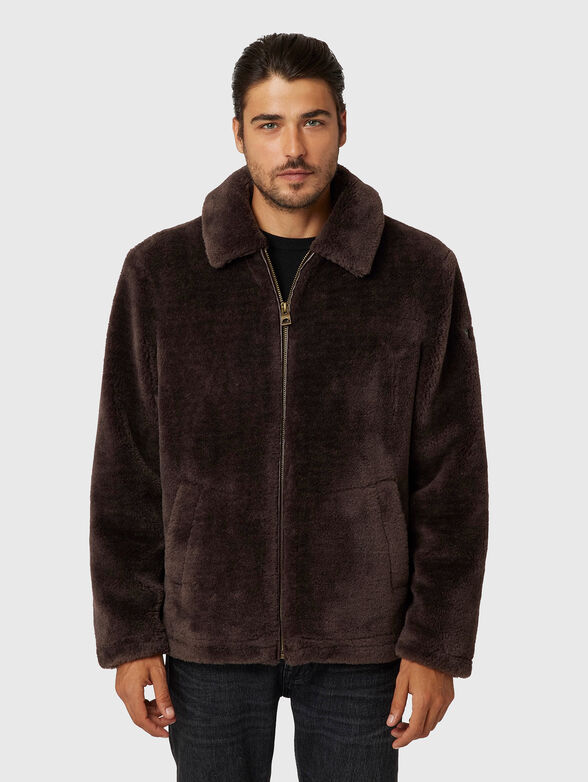 Beige eco fur jacket - 1