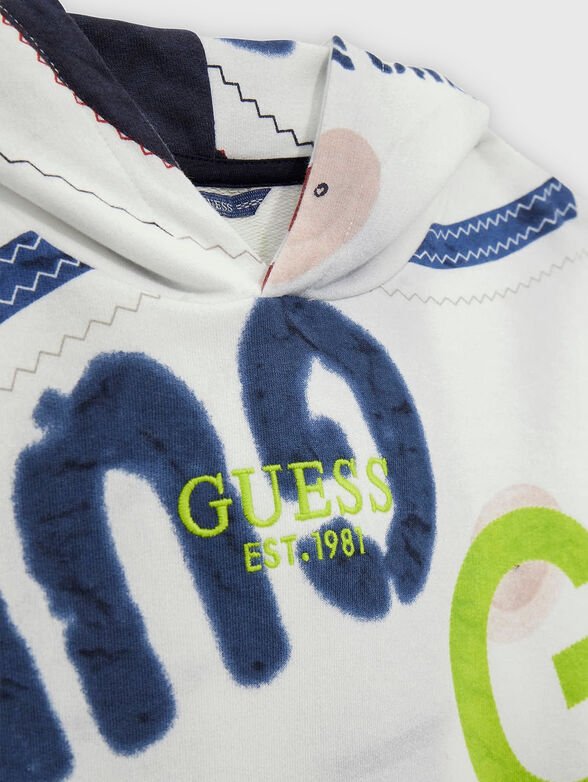 Cotton sweatshirt with hood and logo - 3