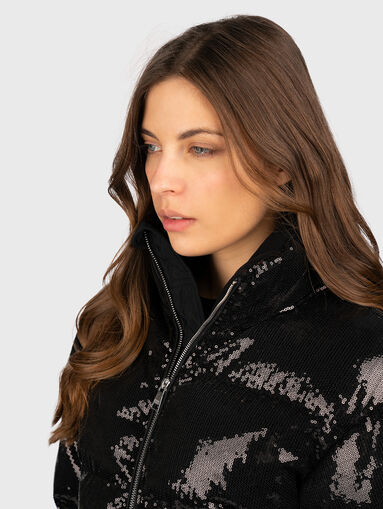 Black jacket with appliqued sequins - 4