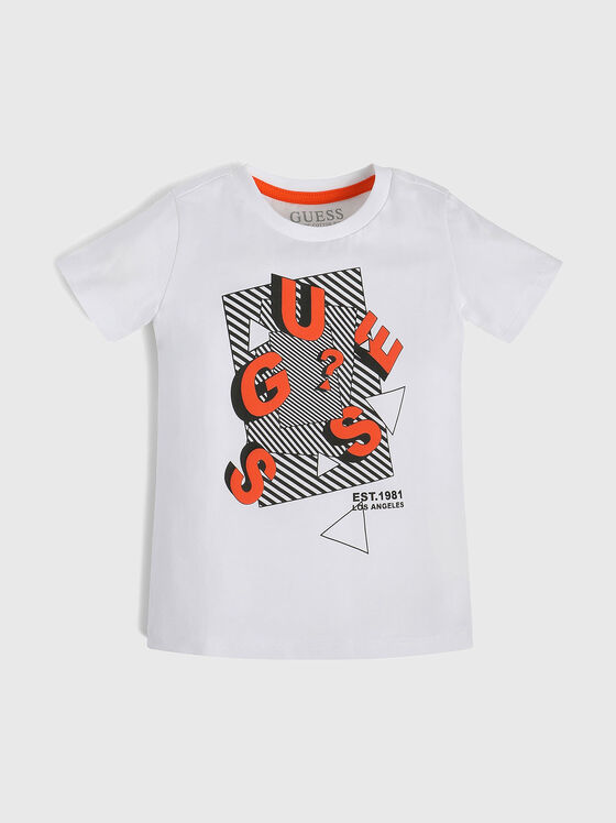 White cotton T-shirt with contrasting print - 1