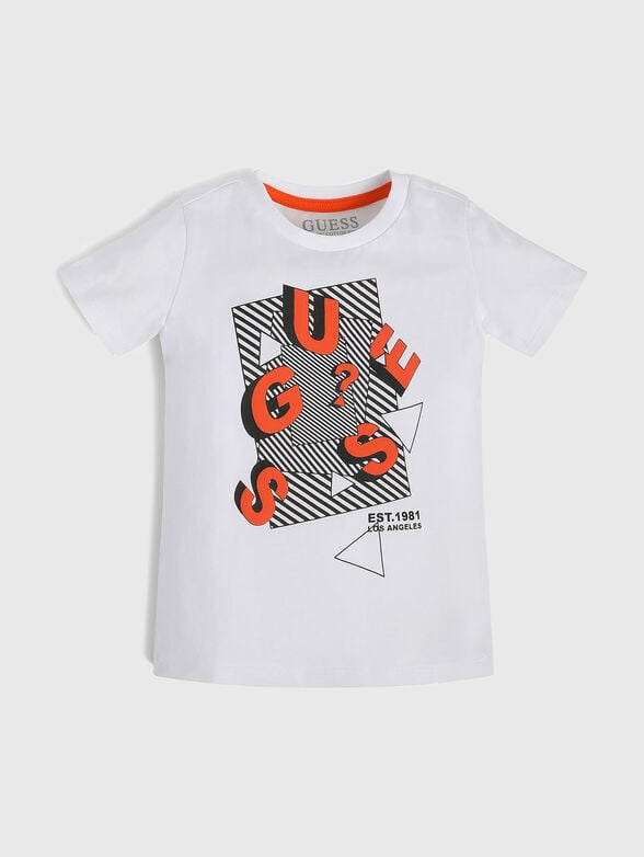 White cotton T-shirt with contrasting print - 1