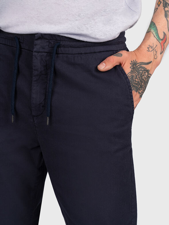 MICK COULISSE dark blue trousers with laces - 3