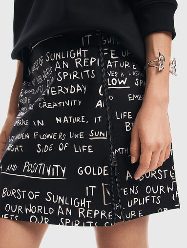 Black mini skirt with contrast print  - 3