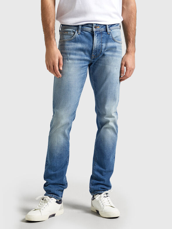 Light blue jeans with accent rips  - 0