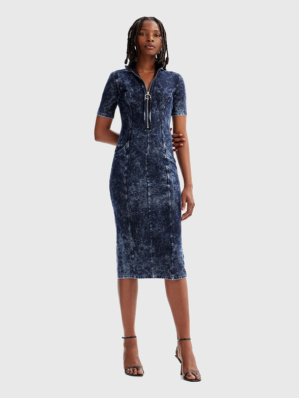 Slim dress with accent zip - 1