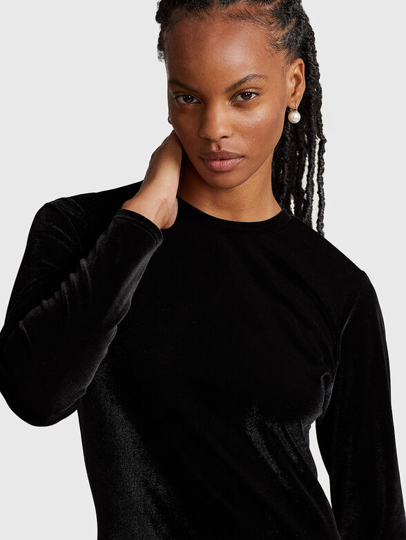 Velvet effect black dress - 3