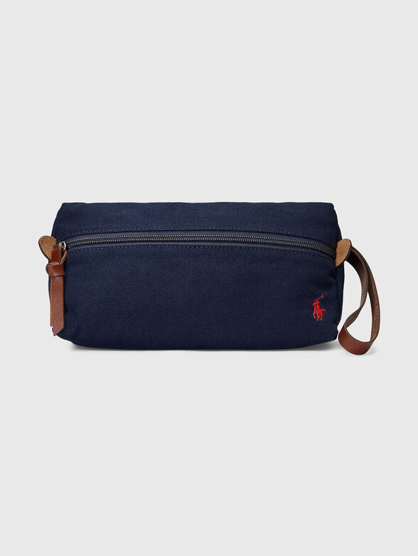 Cotton case with logo embroidery and leather details - 1