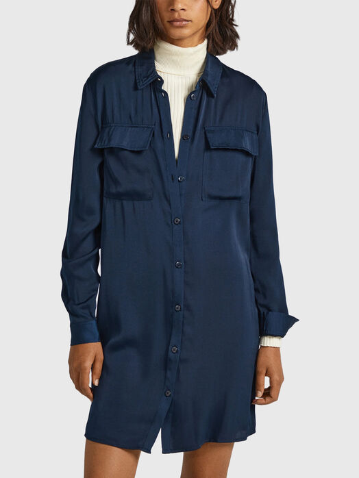 Mini dress type shirt in dark blue color