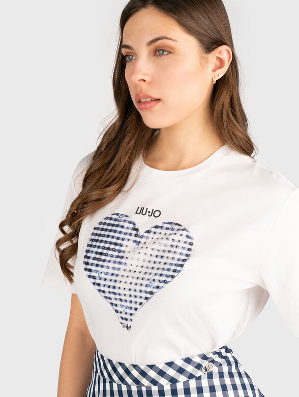 Cotton T-shirt with rhinestones - 4