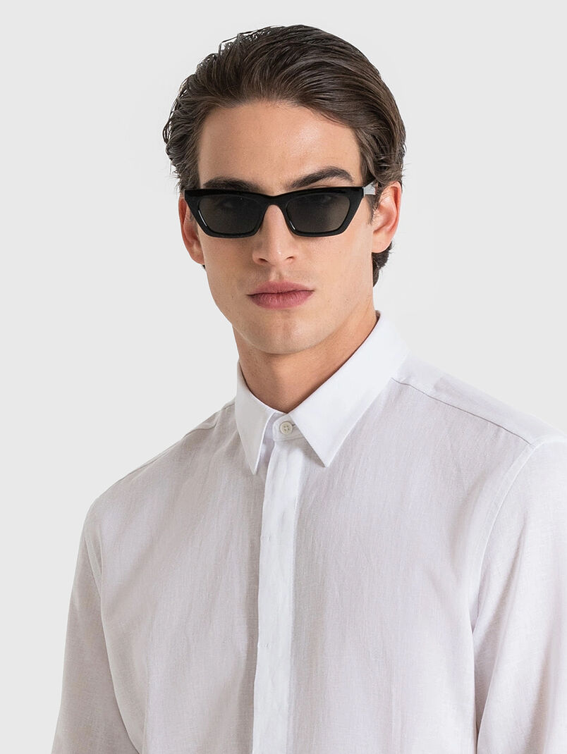 Black shirt in linen blend - 3