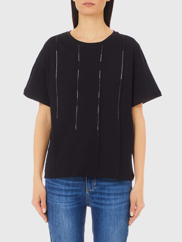 Black blouse with accent lines - 0