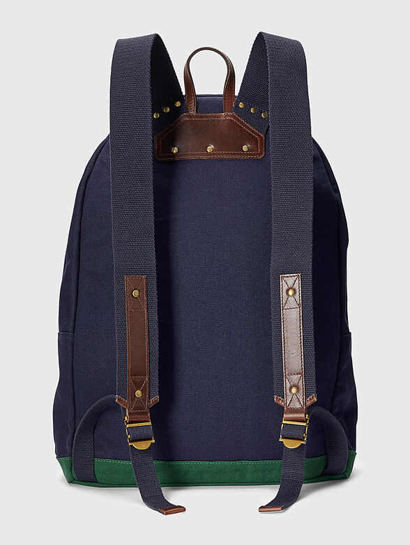 Dark blue backpack with leather details - 2