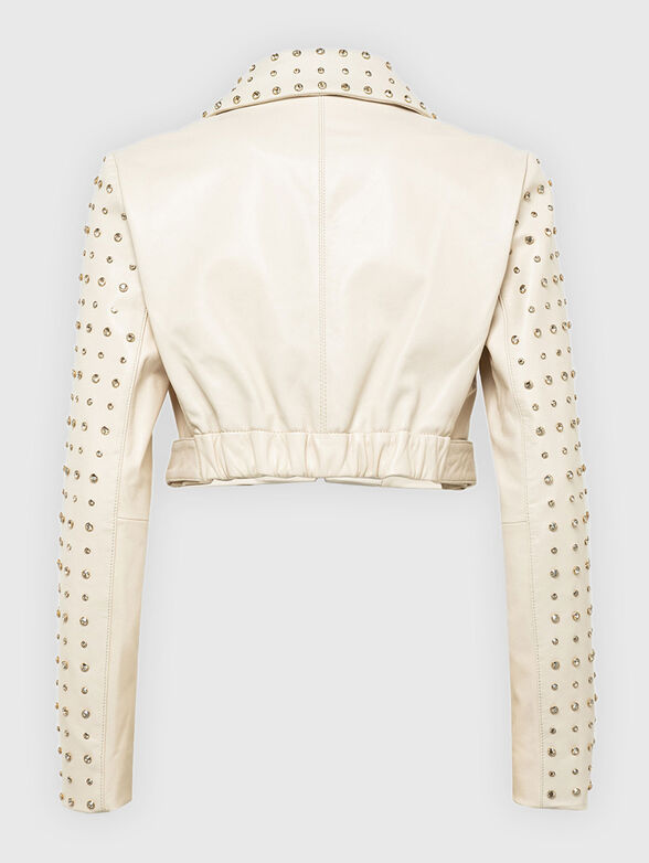 Short leather jacket with eyelets - 1