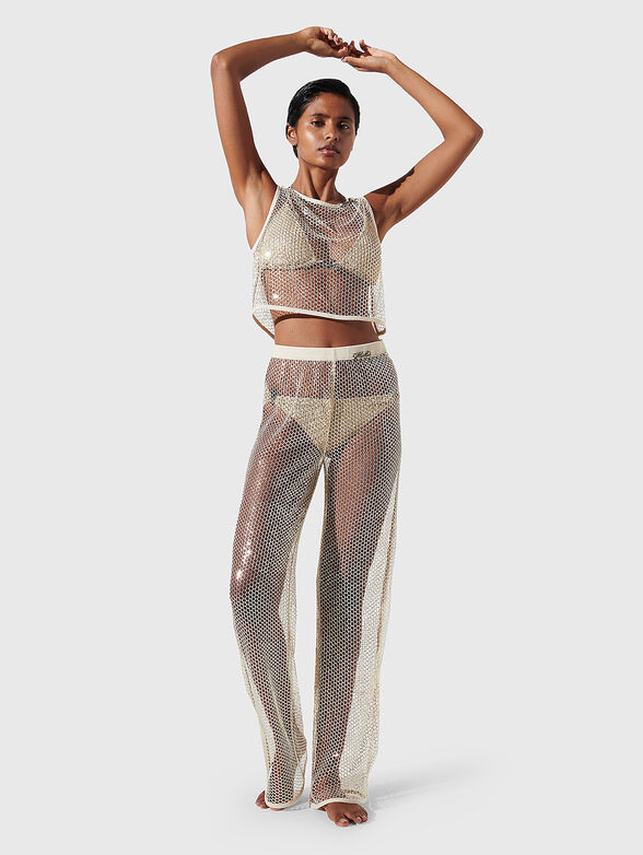 Pants with appliquéd sequins - 0