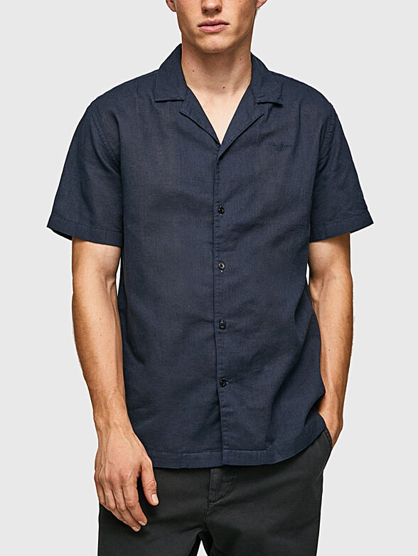 LASTINGHAM blue shirt from linen blend - 0