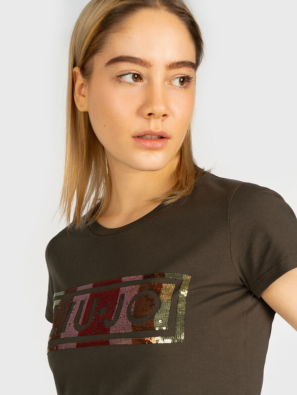 Black t-shirt with colorful sequins - 2