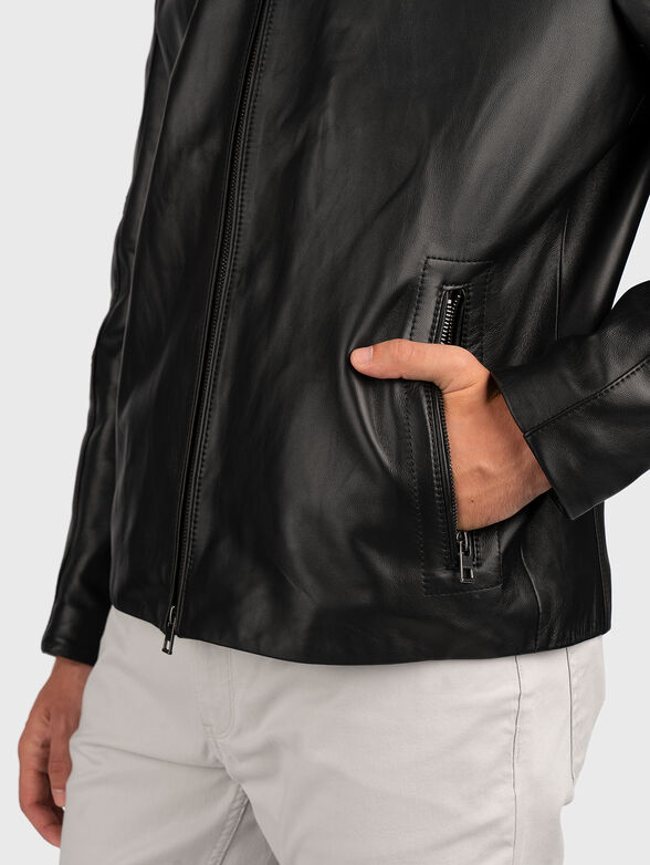 Leather biker jacket - 5