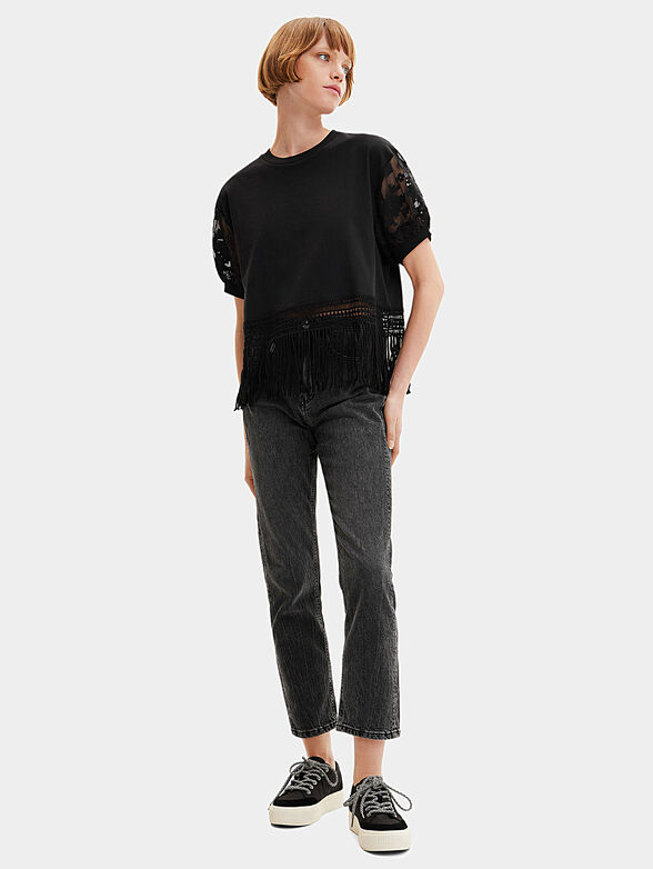 FLECA black T-shirt with accent embroidery - 2